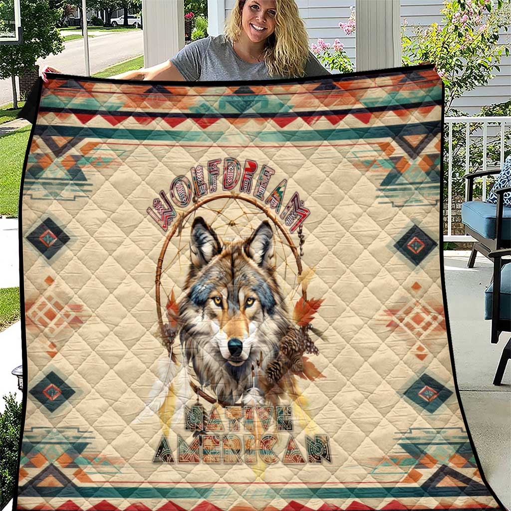 Native American Wolf Dreamcatcher Quilt Vintage Style - Wonder Print Shop