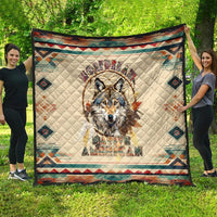 Native American Wolf Dreamcatcher Quilt Vintage Style - Wonder Print Shop