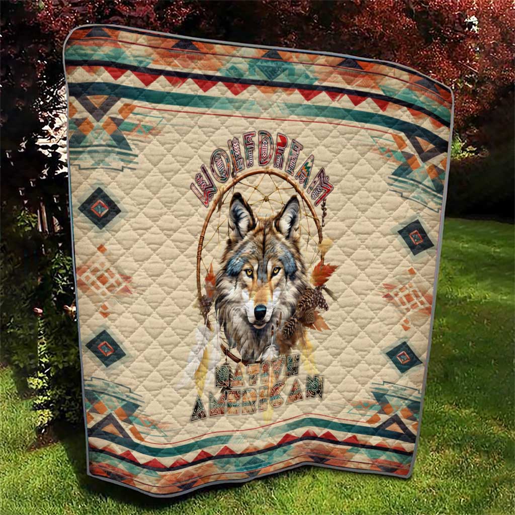 Native American Wolf Dreamcatcher Quilt Vintage Style - Wonder Print Shop