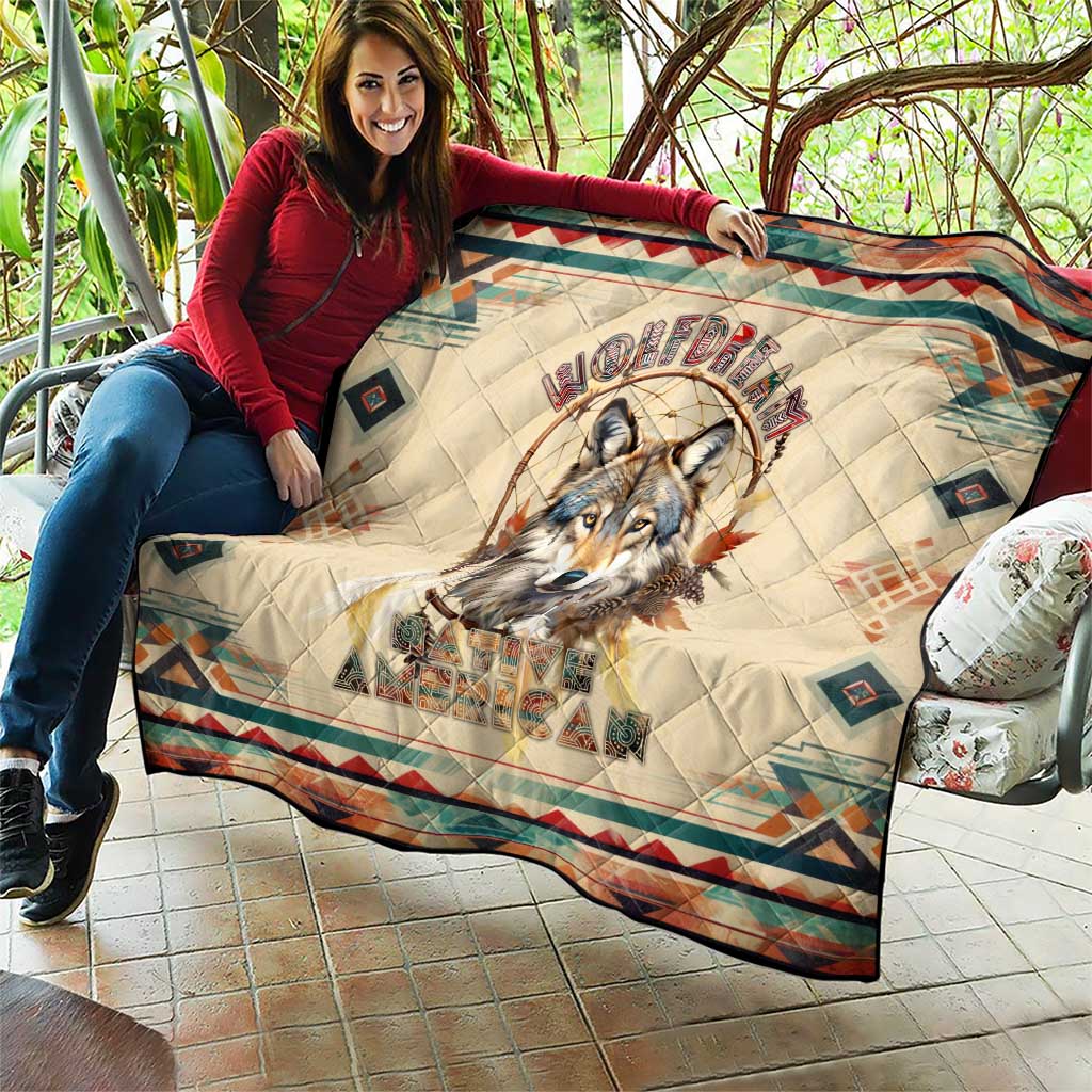 Native American Wolf Dreamcatcher Quilt Vintage Style - Wonder Print Shop