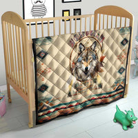 Native American Wolf Dreamcatcher Quilt Vintage Style - Wonder Print Shop