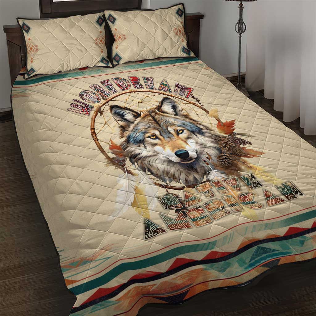 Native American Wolf Dreamcatcher Quilt Bed Set Vintage Style - Wonder Print Shop