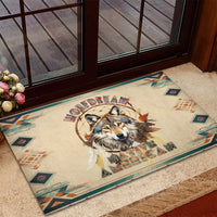 Native American Wolf Dreamcatcher Rubber Doormat Vintage Style - Wonder Print Shop