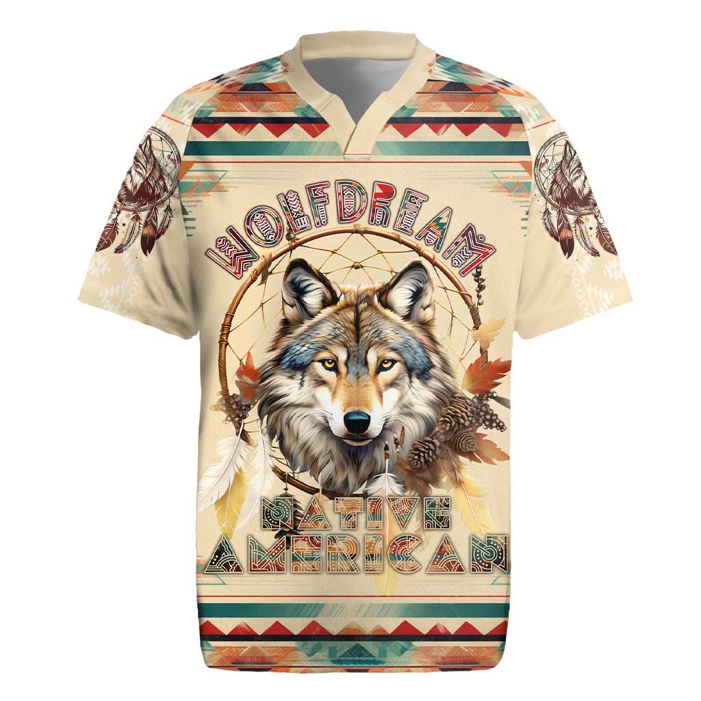 Native American Wolf Dreamcatcher Rugby Jersey Vintage Style - Wonder Print Shop
