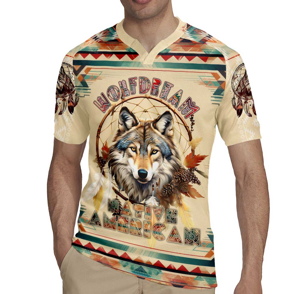 Native American Wolf Dreamcatcher Rugby Jersey Vintage Style - Wonder Print Shop