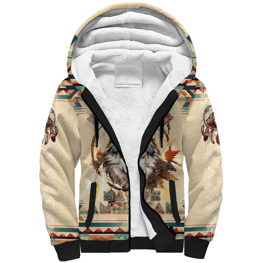 Native American Wolf Dreamcatcher Sherpa Hoodie Vintage Style - Wonder Print Shop