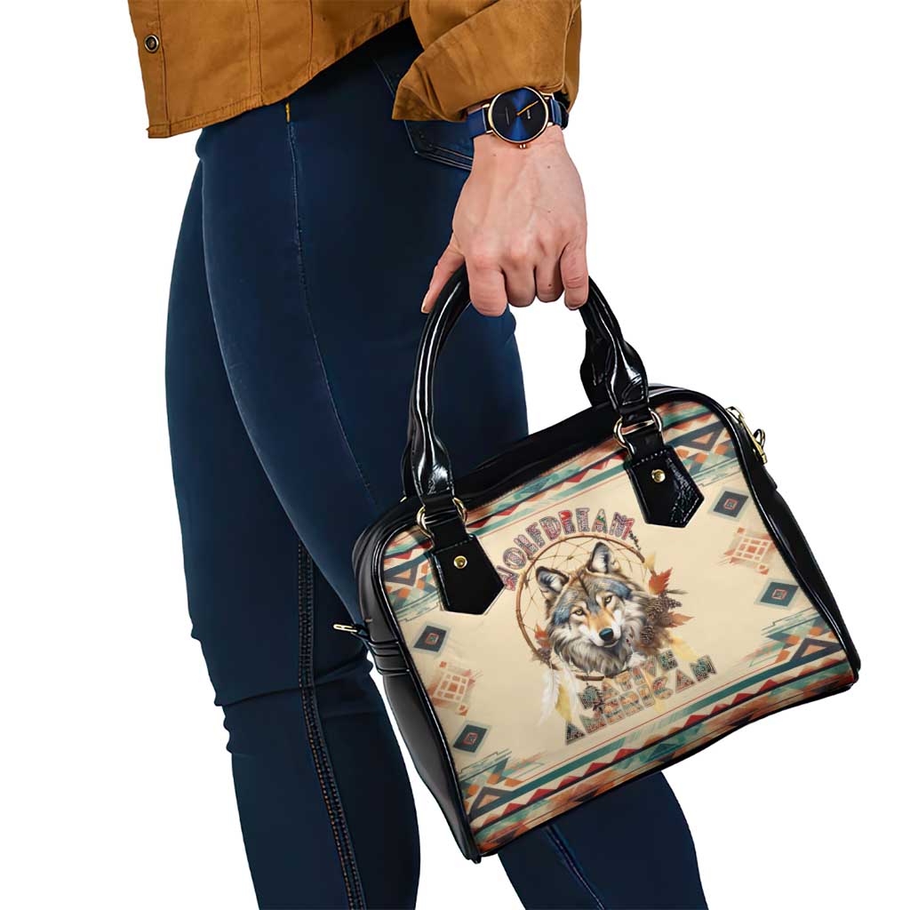 Native American Wolf Dreamcatcher Shoulder Handbag Vintage Style