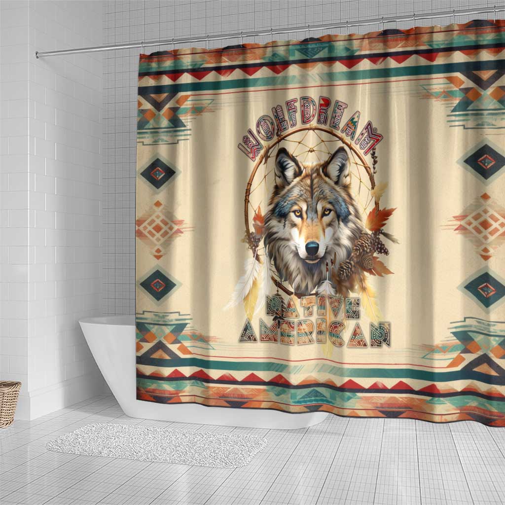 Native American Wolf Dreamcatcher Shower Curtain Vintage Style