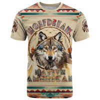 Native American Wolf Dreamcatcher T Shirt Vintage Style - Wonder Print Shop