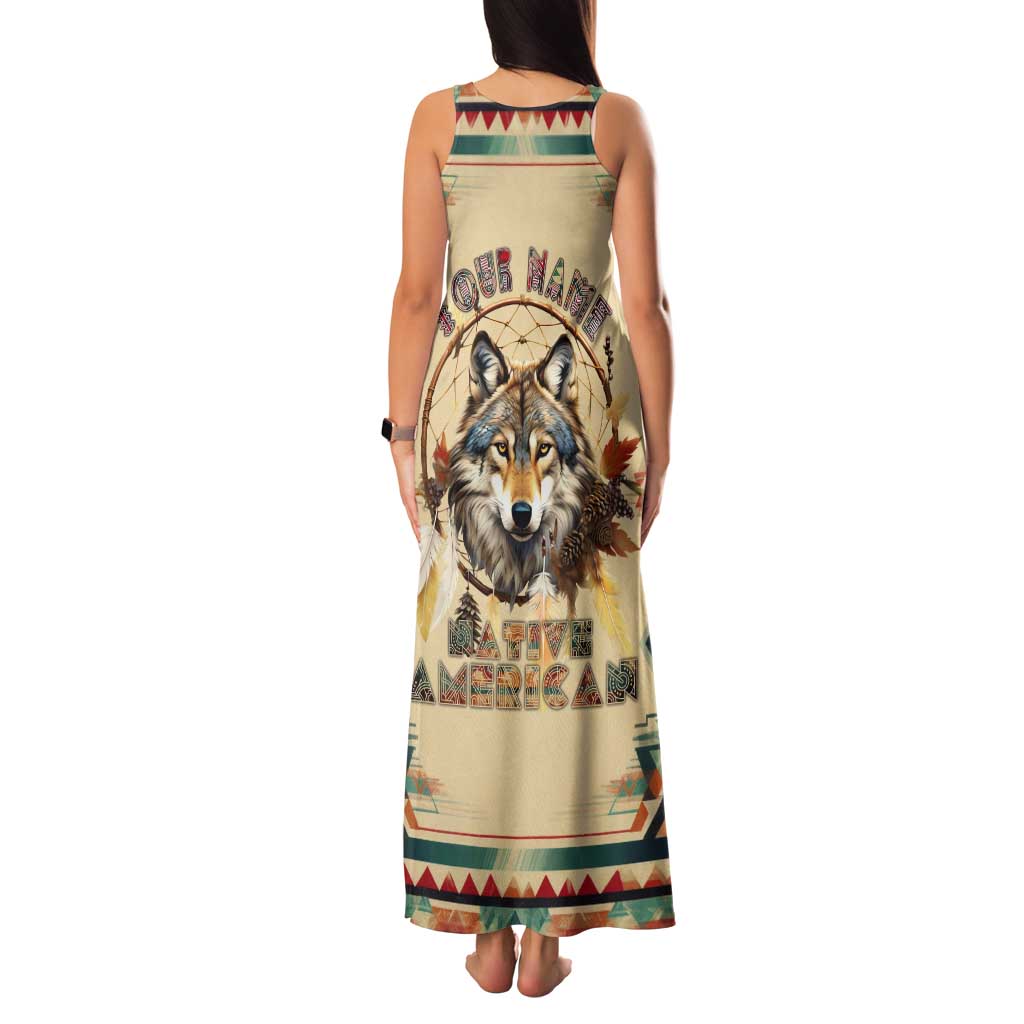 Native American Wolf Dreamcatcher Tank Maxi Dress Vintage Style - Wonder Print Shop