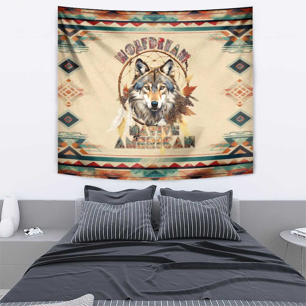 Native American Wolf Dreamcatcher Tapestry Vintage Style - Wonder Print Shop