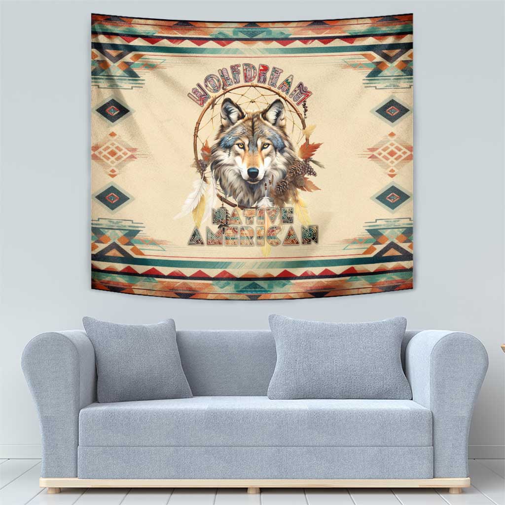 Native American Wolf Dreamcatcher Tapestry Vintage Style - Wonder Print Shop