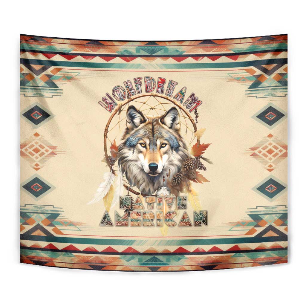 Native American Wolf Dreamcatcher Tapestry Vintage Style - Wonder Print Shop