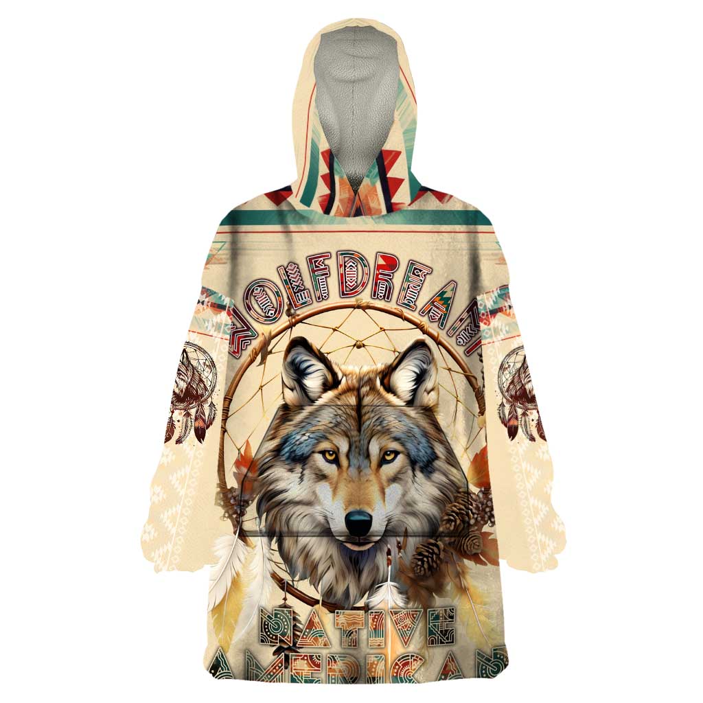 Native American Wolf Dreamcatcher Wearable Blanket Hoodie Vintage Style - Wonder Print Shop