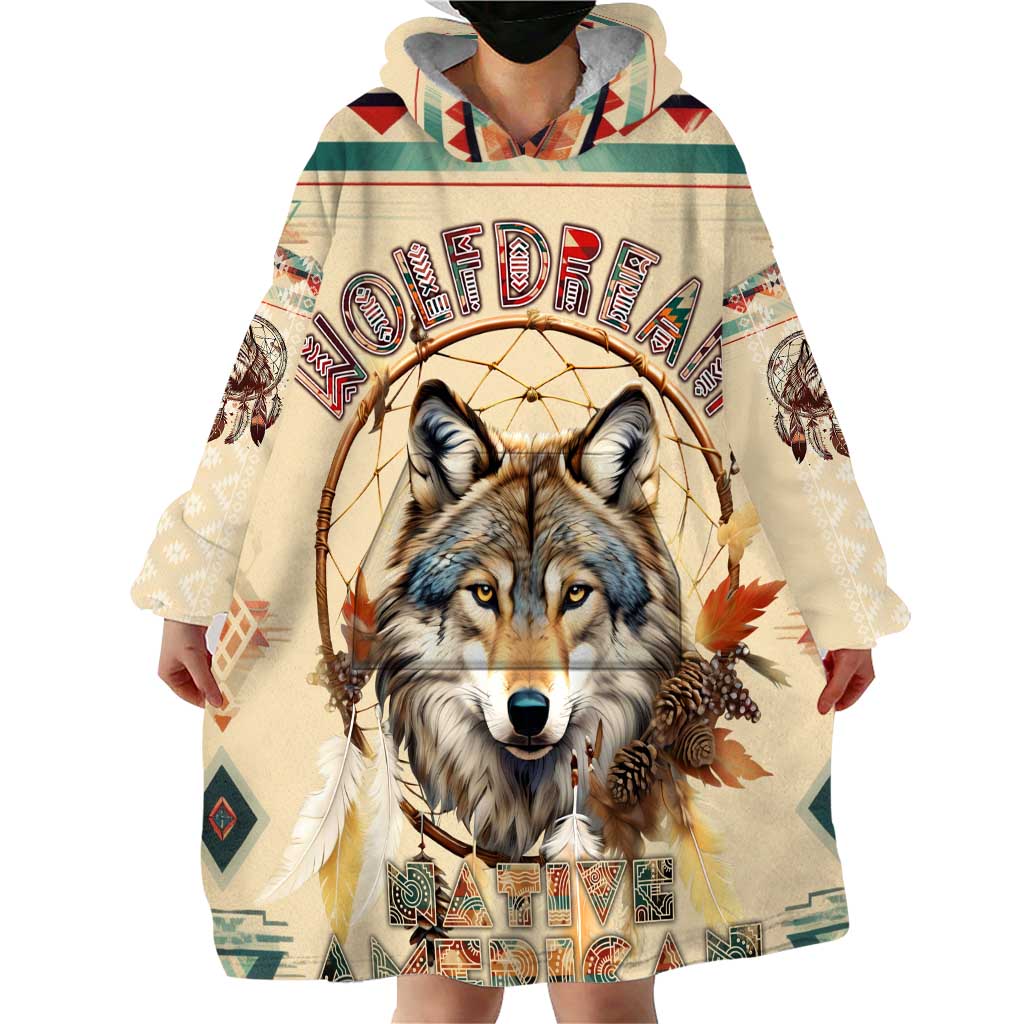 Native American Wolf Dreamcatcher Wearable Blanket Hoodie Vintage Style - Wonder Print Shop