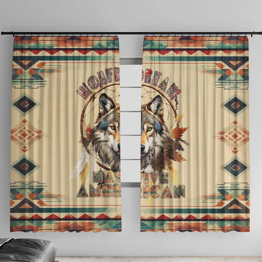 Native American Wolf Dreamcatcher Window Curtain Vintage Style - Wonder Print Shop