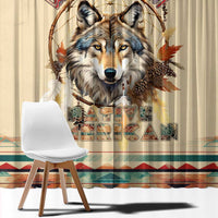 Native American Wolf Dreamcatcher Window Curtain Vintage Style - Wonder Print Shop