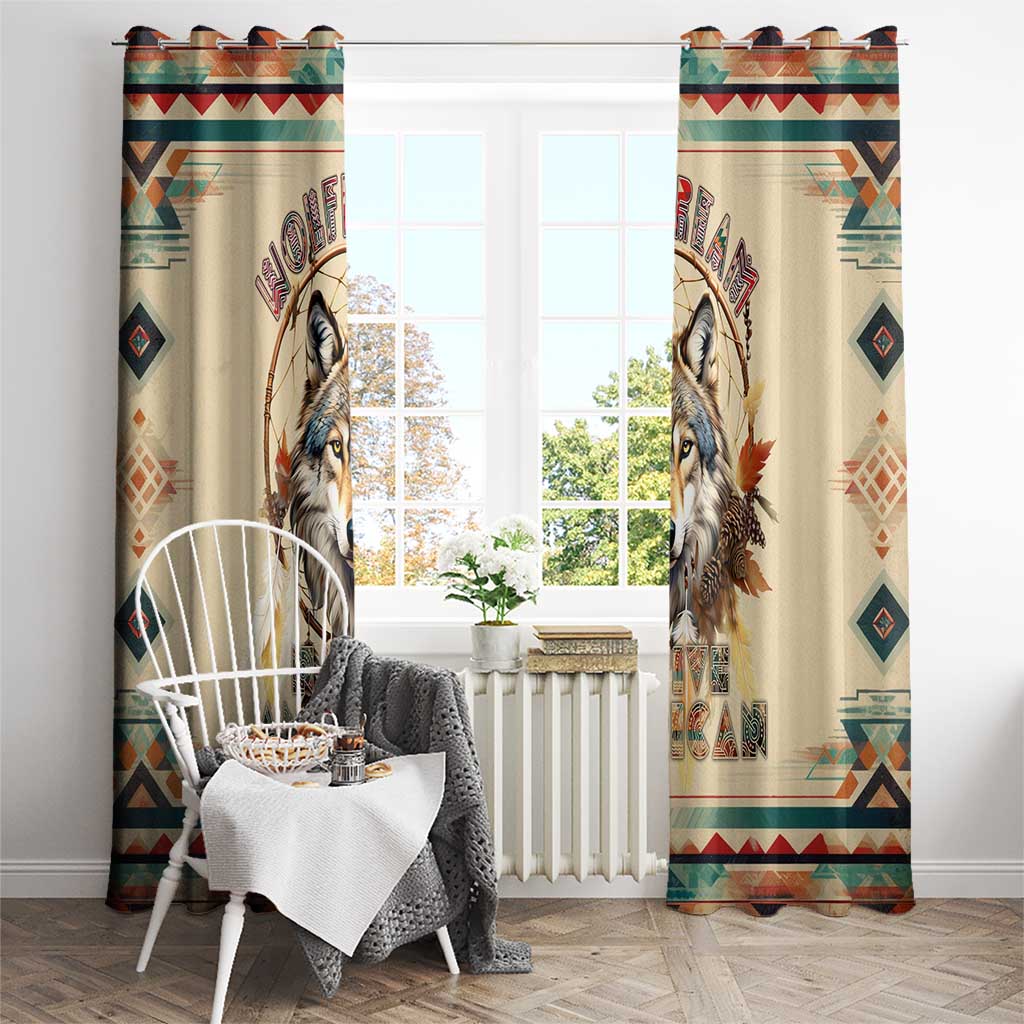 Native American Wolf Dreamcatcher Window Curtain Vintage Style - Wonder Print Shop