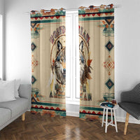 Native American Wolf Dreamcatcher Window Curtain Vintage Style - Wonder Print Shop