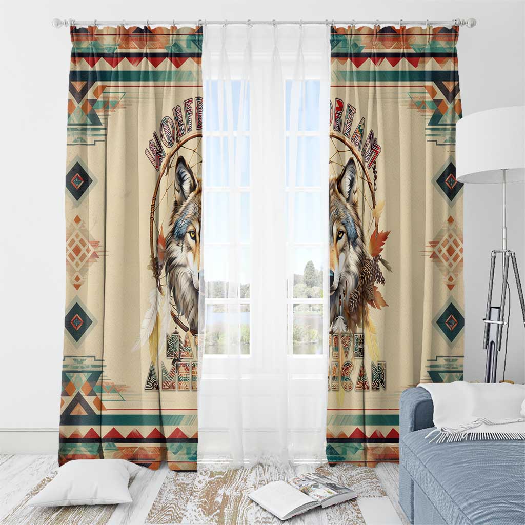 Native American Wolf Dreamcatcher Window Curtain Vintage Style - Wonder Print Shop