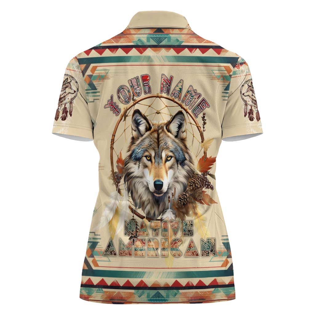 Native American Wolf Dreamcatcher Women Polo Shirt Vintage Style - Wonder Print Shop