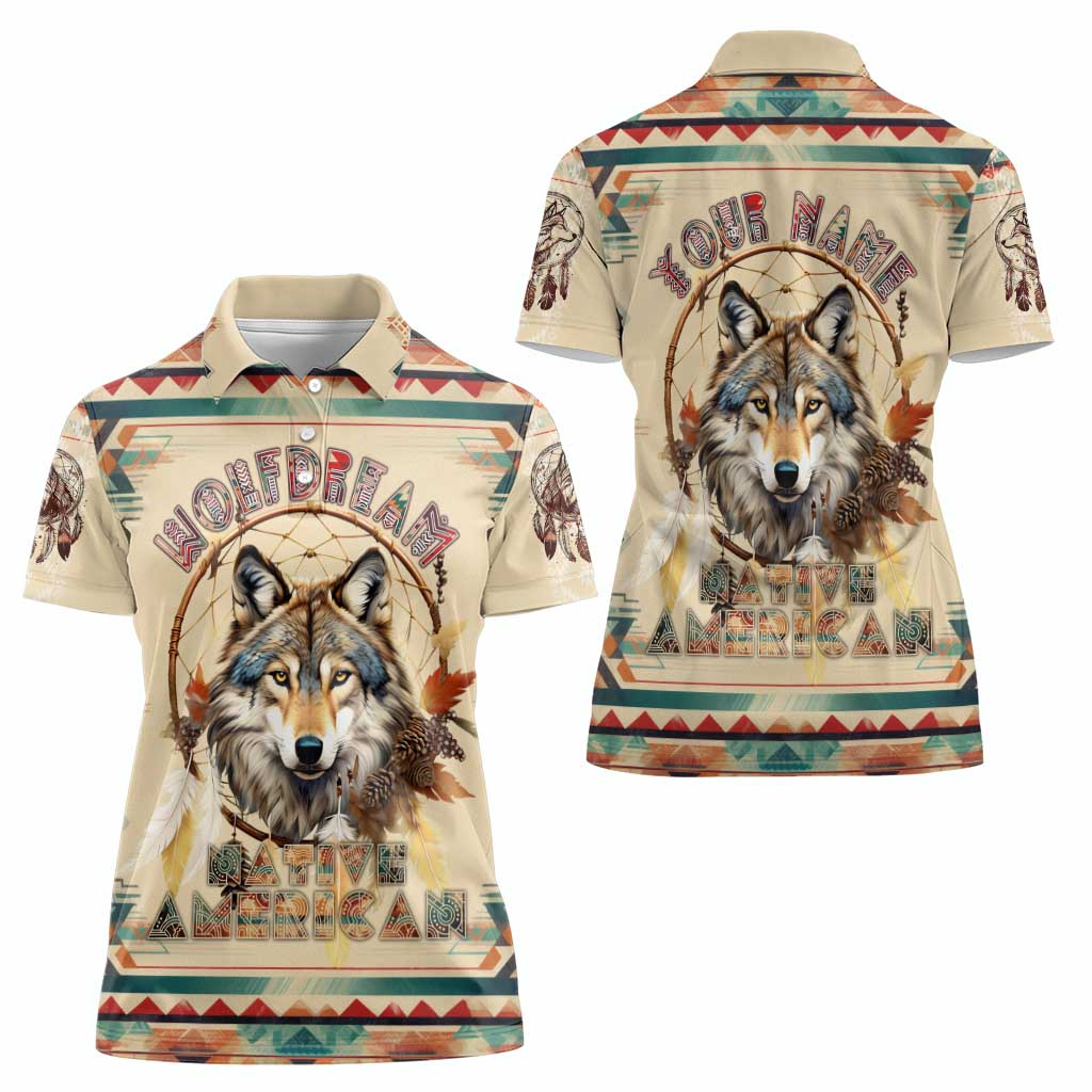 Native American Wolf Dreamcatcher Women Polo Shirt Vintage Style - Wonder Print Shop