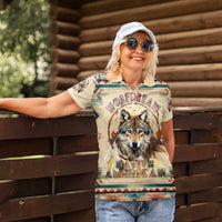 Native American Wolf Dreamcatcher Women Polo Shirt Vintage Style - Wonder Print Shop