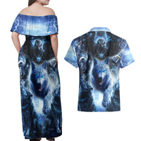 Native American Wolf And Eagle Couples Matching Off Shoulder Maxi Dress and Hawaiian Shirt Thunder Style - Wonder Print Shop