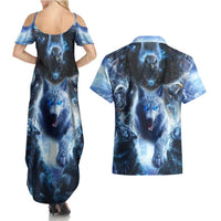 Native American Wolf And Eagle Couples Matching Summer Maxi Dress and Hawaiian Shirt Thunder Style - Wonder Print Shop