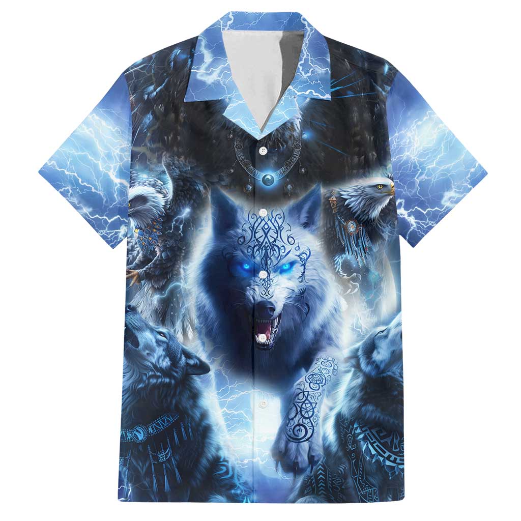 Native American Wolf And Eagle Family Matching Long Sleeve Bodycon Dress and Hawaiian Shirt Thunder Style - Wonder Print Shop