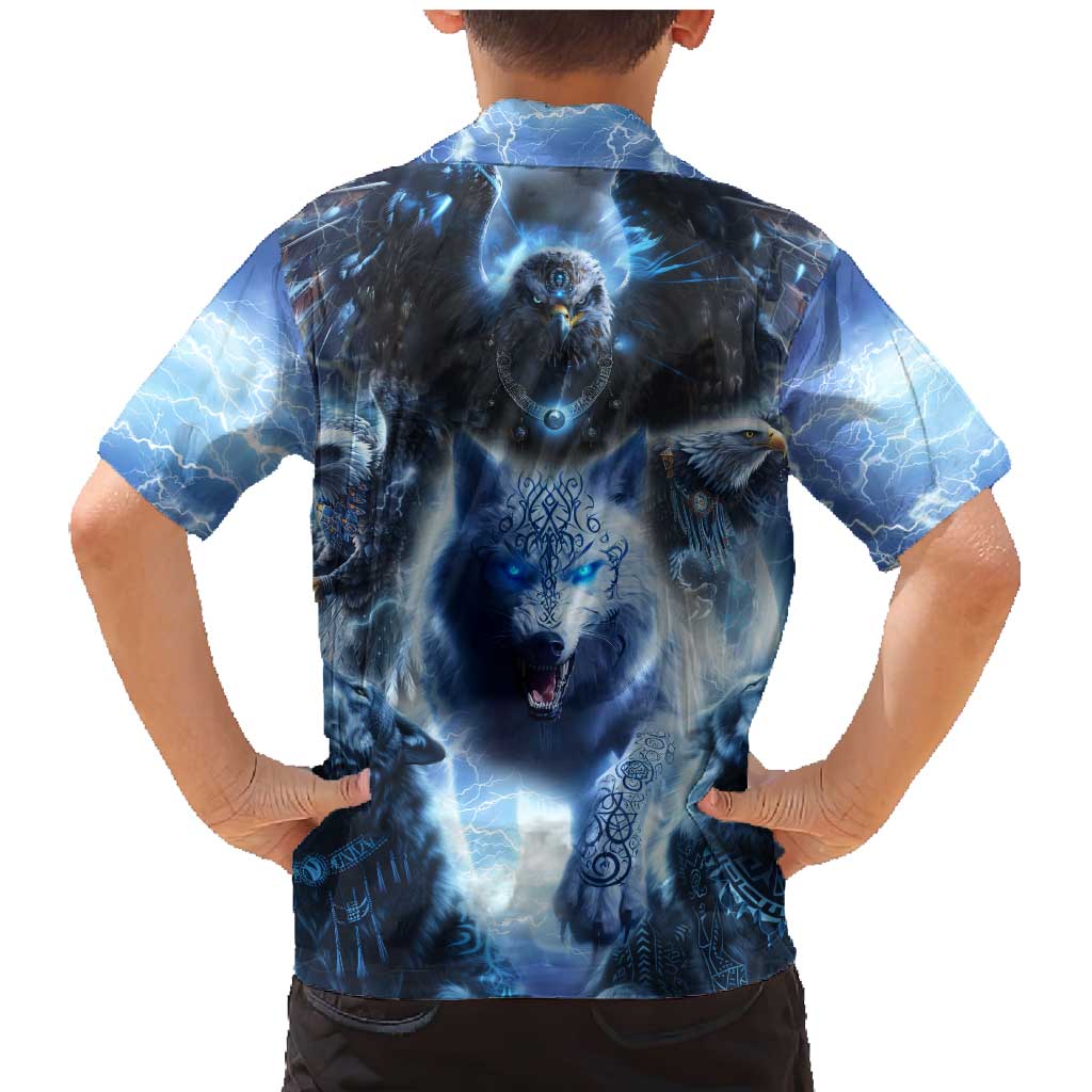Native American Wolf And Eagle Family Matching Mermaid Dress and Hawaiian Shirt Thunder Style - Wonder Print Shop