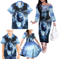 Native American Wolf And Eagle Family Matching Off The Shoulder Long Sleeve Dress and Hawaiian Shirt Thunder Style - Wonder Print Shop