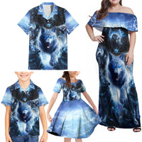 Native American Wolf And Eagle Family Matching Off Shoulder Maxi Dress and Hawaiian Shirt Thunder Style - Wonder Print Shop