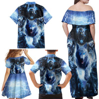 Native American Wolf And Eagle Family Matching Off Shoulder Maxi Dress and Hawaiian Shirt Thunder Style - Wonder Print Shop
