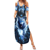 Native American Wolf And Eagle Family Matching Summer Maxi Dress and Hawaiian Shirt Thunder Style - Wonder Print Shop