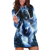 Native American Wolf And Eagle Hoodie Dress Thunder Style - Wonder Print Shop