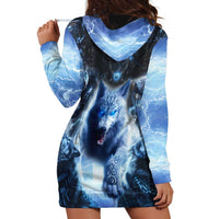 Native American Wolf And Eagle Hoodie Dress Thunder Style - Wonder Print Shop