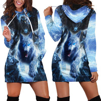 Native American Wolf And Eagle Hoodie Dress Thunder Style - Wonder Print Shop