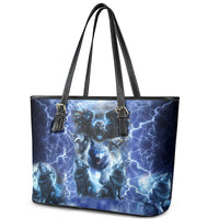 Native American Wolf And Eagle Leather Tote Bag Thunder Style - Wonder Print Shop