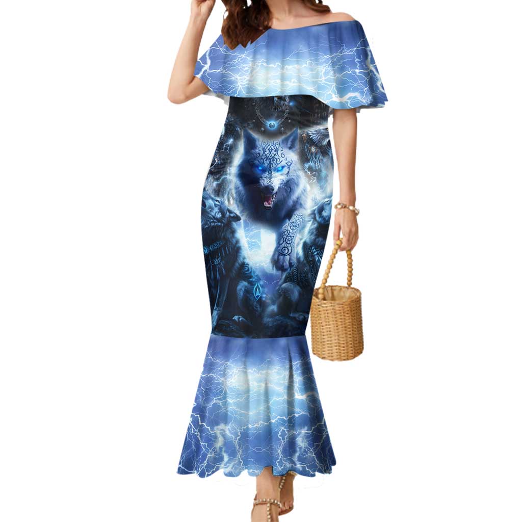 Native American Wolf And Eagle Mermaid Dress Thunder Style - Wonder Print Shop