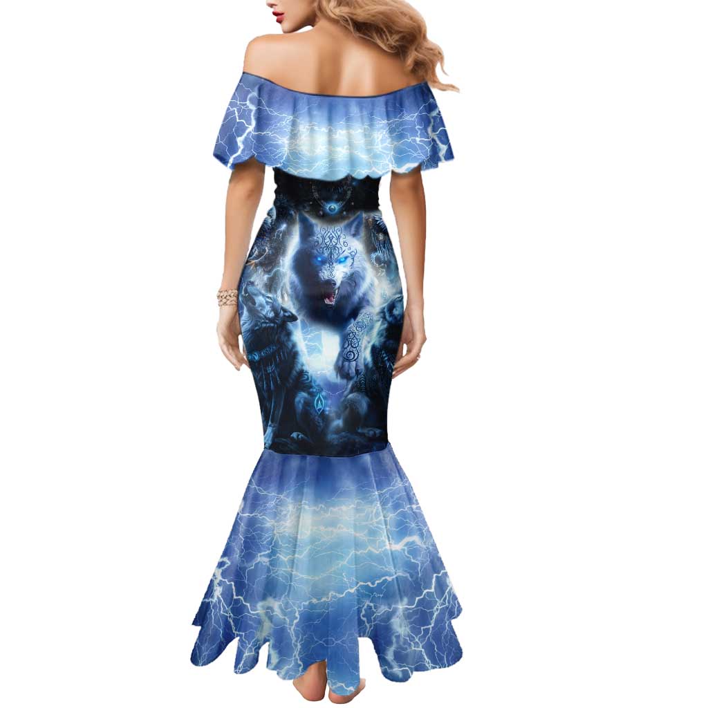 Native American Wolf And Eagle Mermaid Dress Thunder Style - Wonder Print Shop