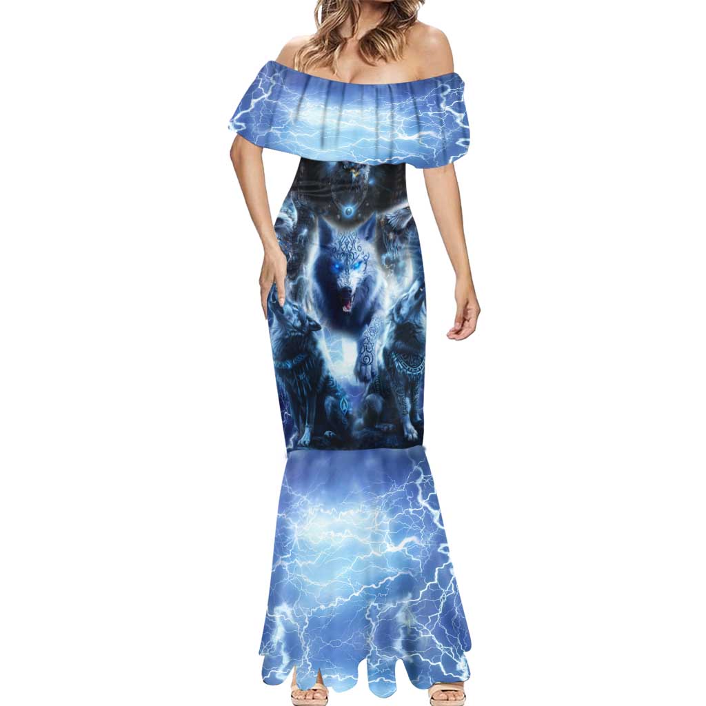 Native American Wolf And Eagle Mermaid Dress Thunder Style - Wonder Print Shop