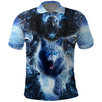 Native American Wolf And Eagle Polo Shirt Thunder Style - Wonder Print Shop