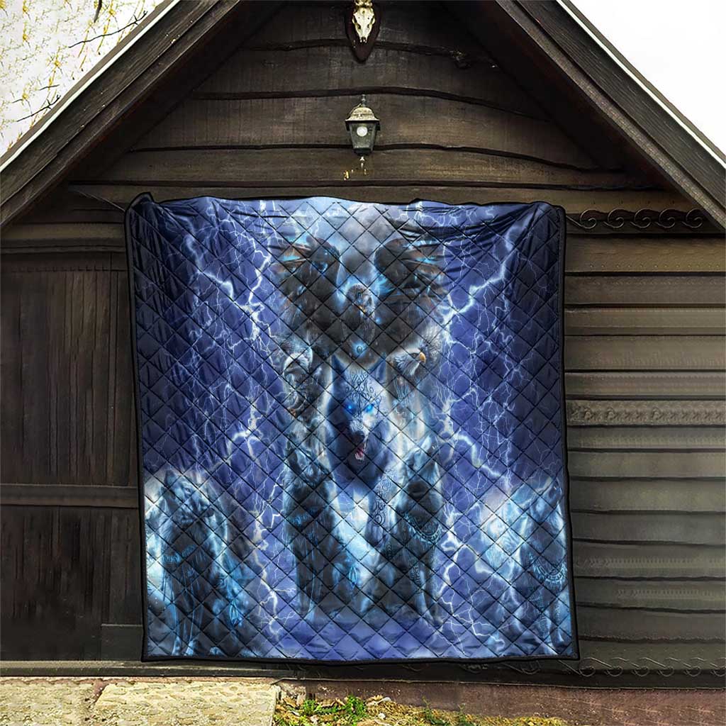 Native American Wolf And Eagle Quilt Thunder Style - Wonder Print Shop