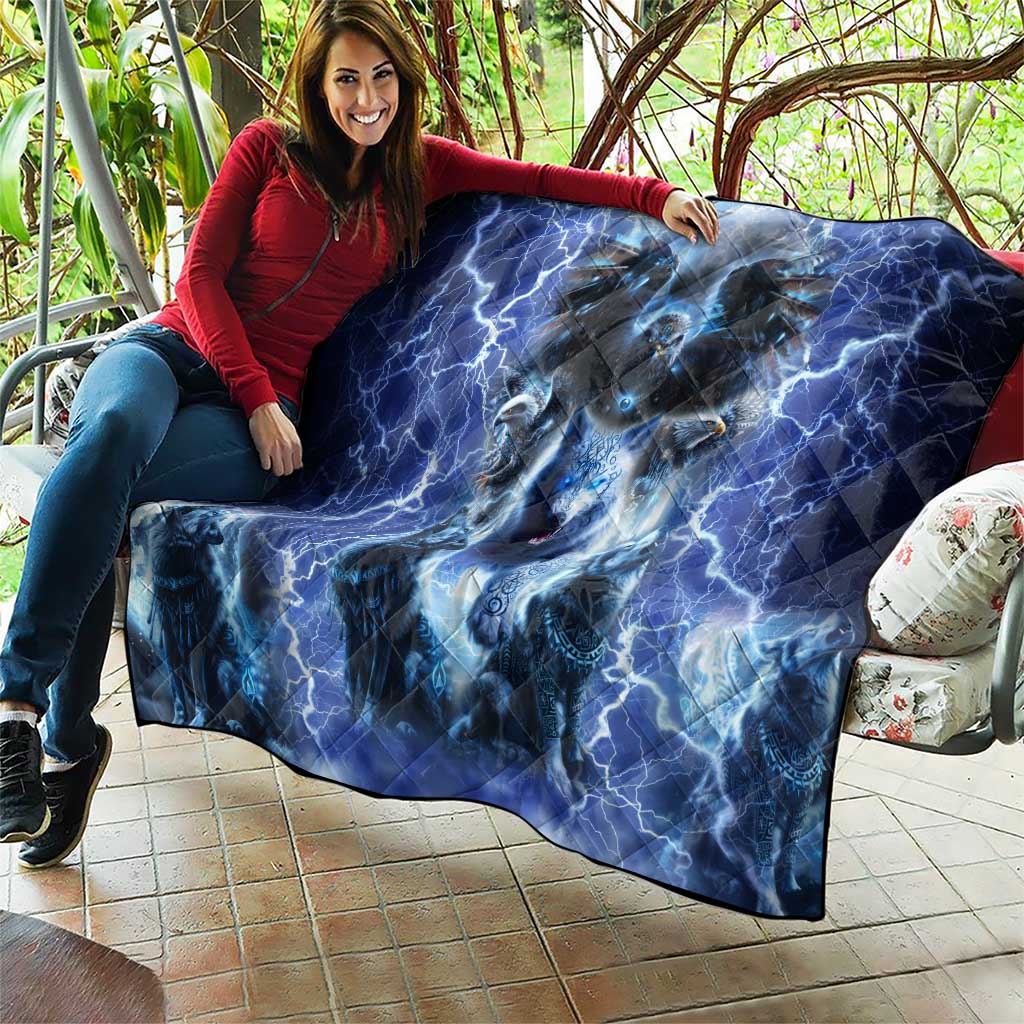 Native American Wolf And Eagle Quilt Thunder Style - Wonder Print Shop