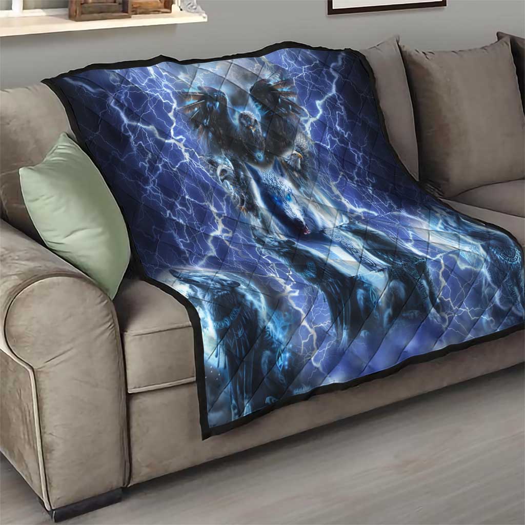 Native American Wolf And Eagle Quilt Thunder Style - Wonder Print Shop