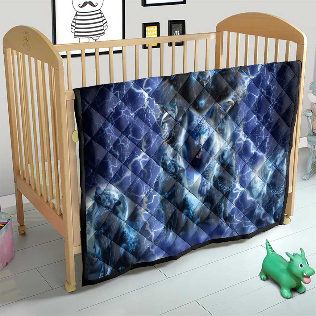 Native American Wolf And Eagle Quilt Thunder Style - Wonder Print Shop