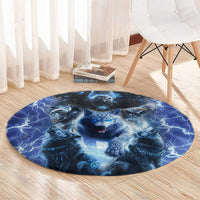 Native American Wolf And Eagle Round Carpet Thunder Style
