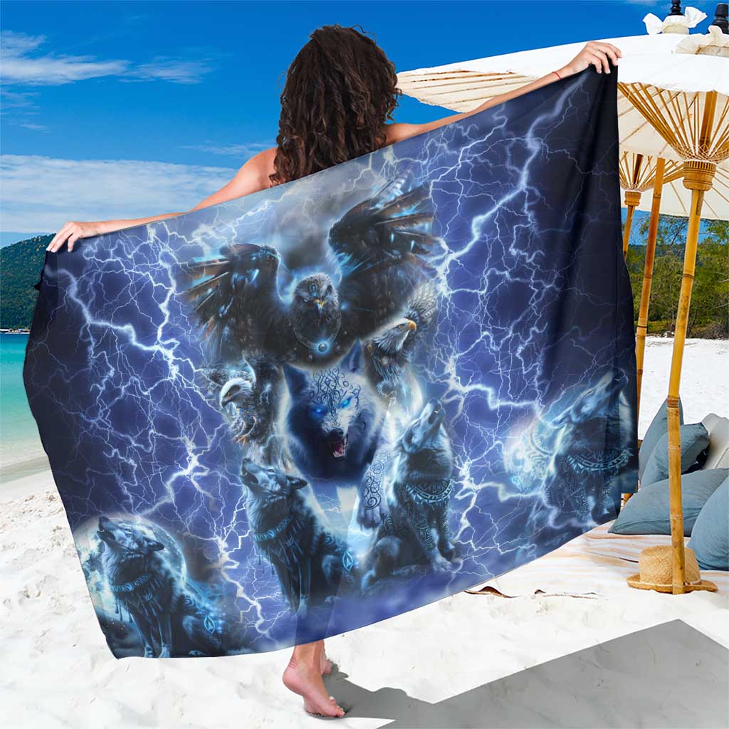 Native American Wolf And Eagle Sarong Thunder Style - Wonder Print Shop