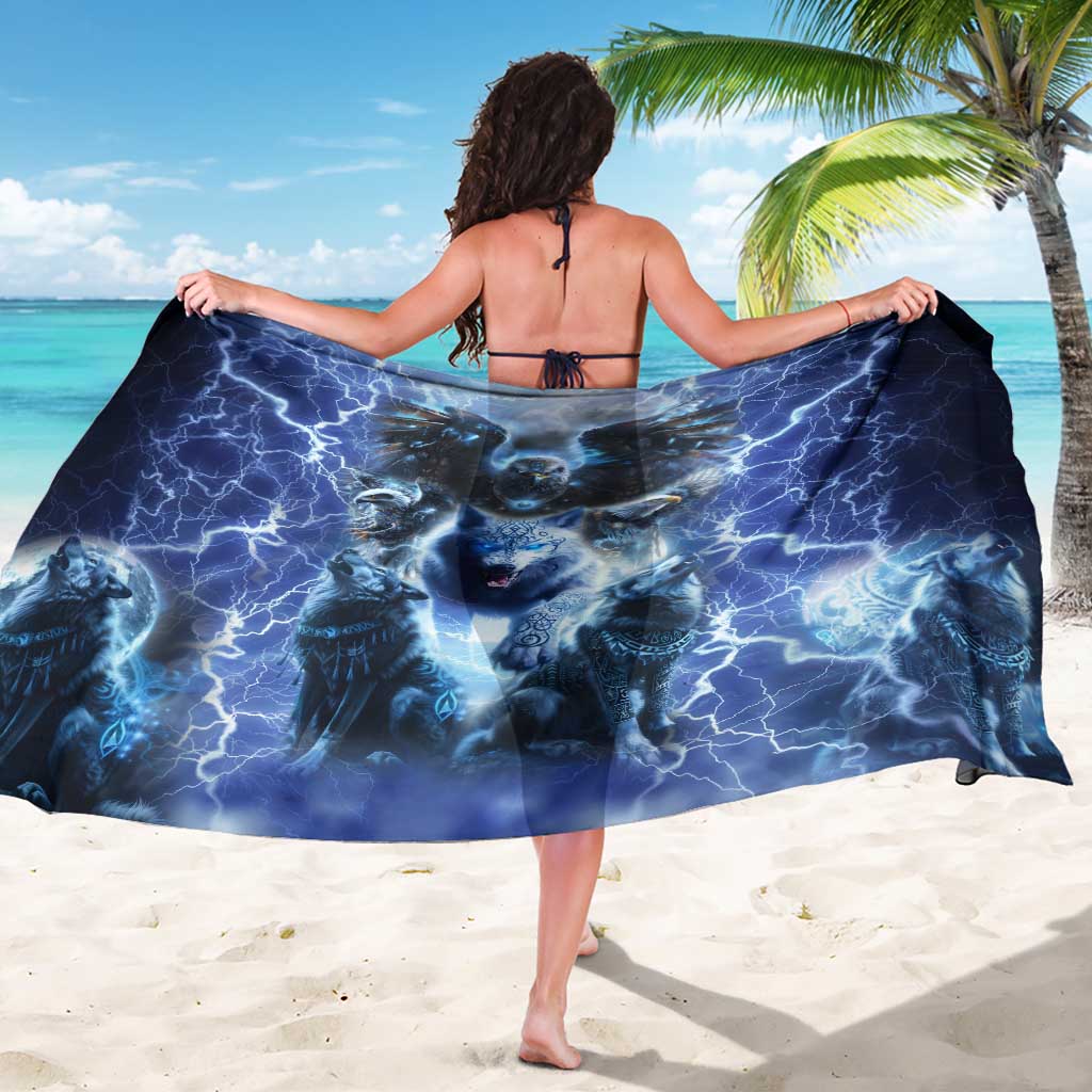 Native American Wolf And Eagle Sarong Thunder Style - Wonder Print Shop